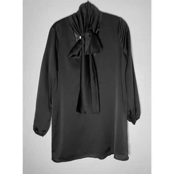 Nasty Gal Womens Bow Tie Front Minimalist Neutral Lagenlook Mini Shift Dress NWT - Picture 1 of 9